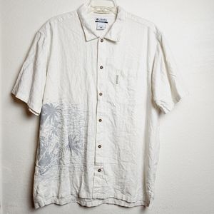 Columbia River Lodge Shirt Men's Size XXL Hawaiian Button Up Short Sleeve Beige